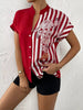 Casual Single Breasted Floral V-Neck Short Sleeve Bohemian Printed Shirt Mssza