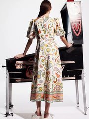 Arcade Dreams Printed Midi Dress Mssaz Desses