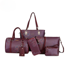6 Piece Set Vintage Printed High Quality Trend One Shoulder Crossbody Handbags Purse Mssza