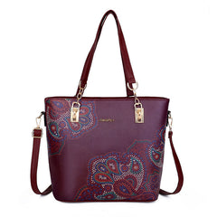 6 Piece Set Vintage Printed High Quality Trend One Shoulder Crossbody Handbags Purse Mssza
