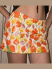 Casual Asymmetrical Flower Print Culotes Street Hottie Trend Sequins Skirts Mssza