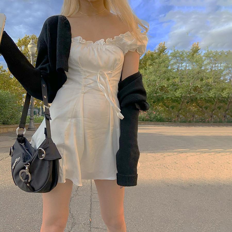 elegant bow white female mini dress Mssaz Desses