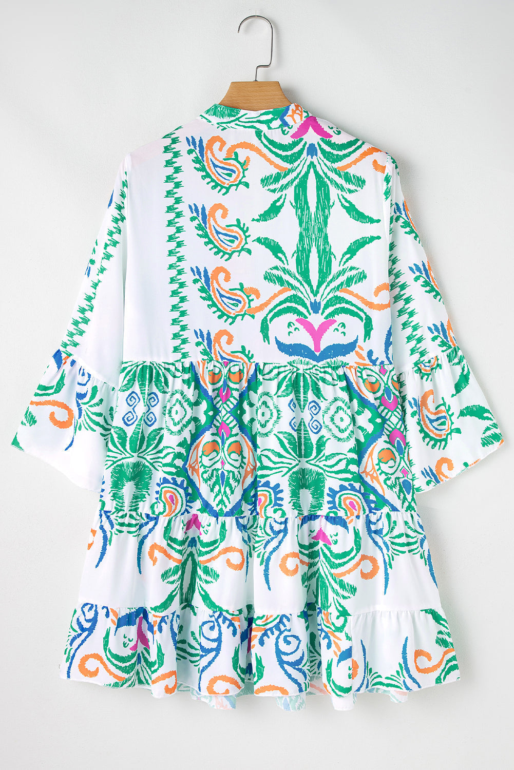 Green Tribal Bracelet Sleeve Buttoned Mini Dress Mssaz Desses