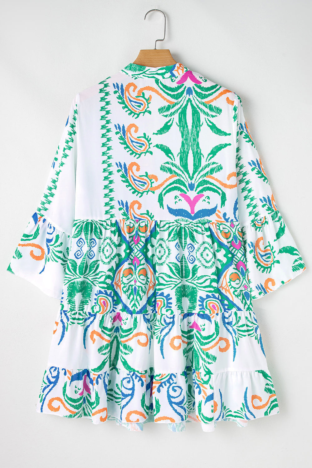 Green Tribal Bracelet Sleeve Buttoned Mini Dress Mssaz Desses