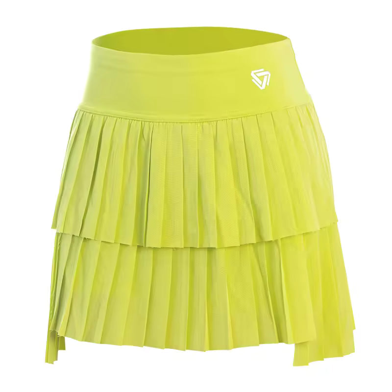 Casual High Waist Double Layer Pleated Athletic Sports Skirt Mssza