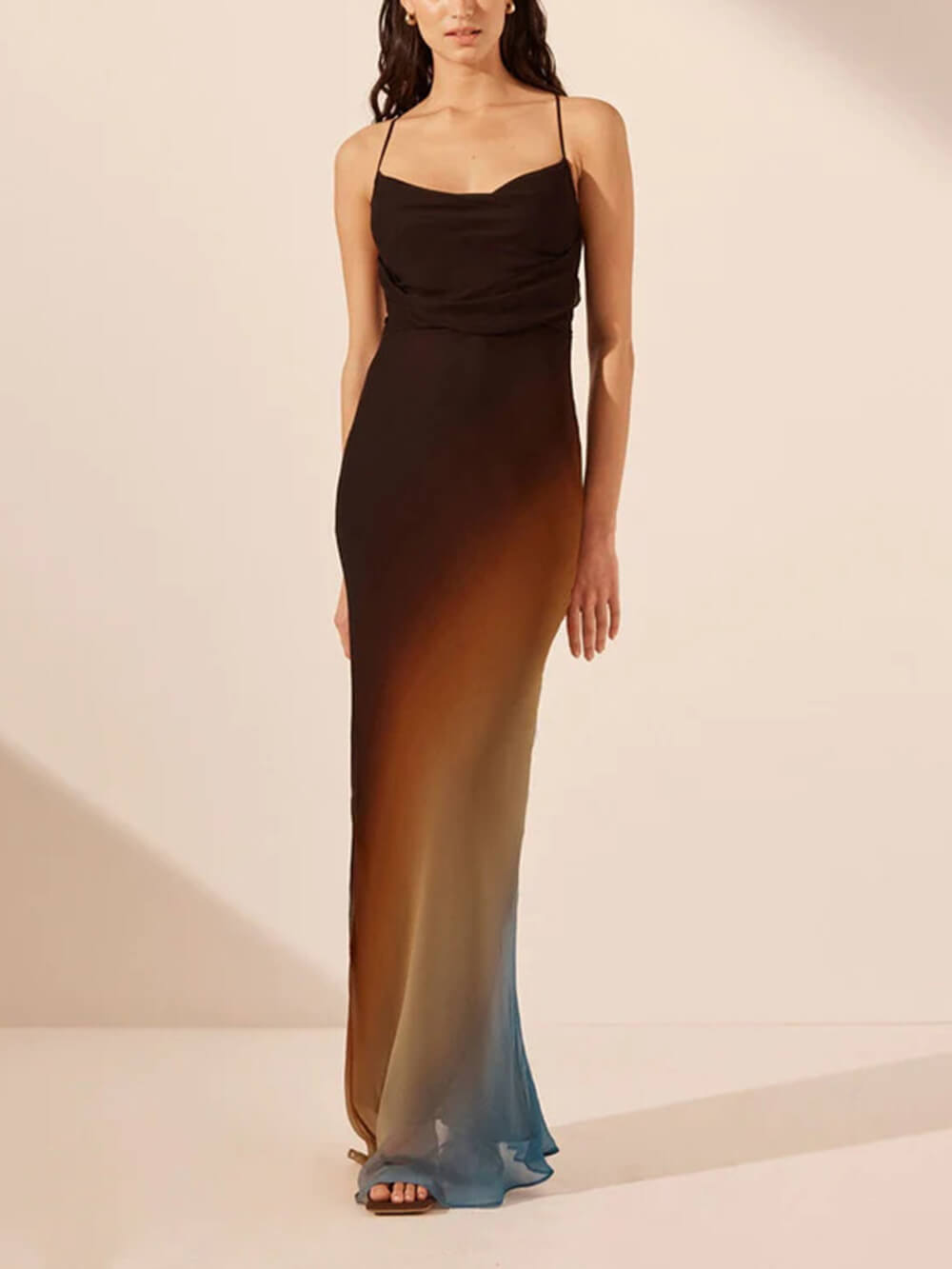 Backless Twill Maxi Dress Mssaz Desses