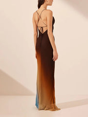 Backless Twill Maxi Dress Mssaz Desses