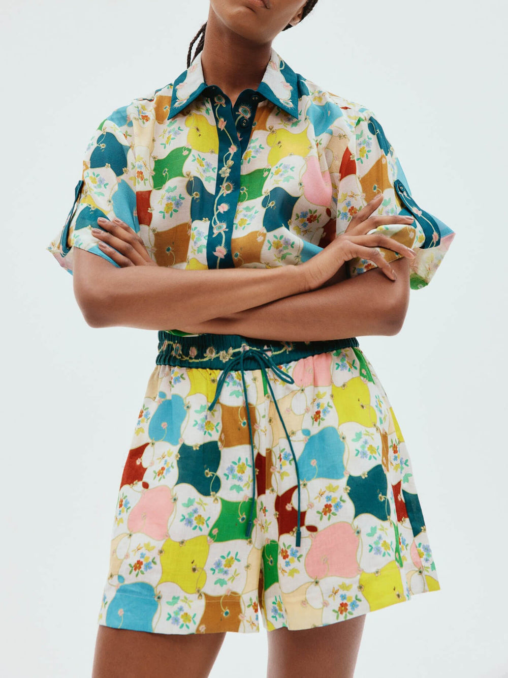 Fashionable Graffiti Print Shirt Shorts Set Mssaz Desses