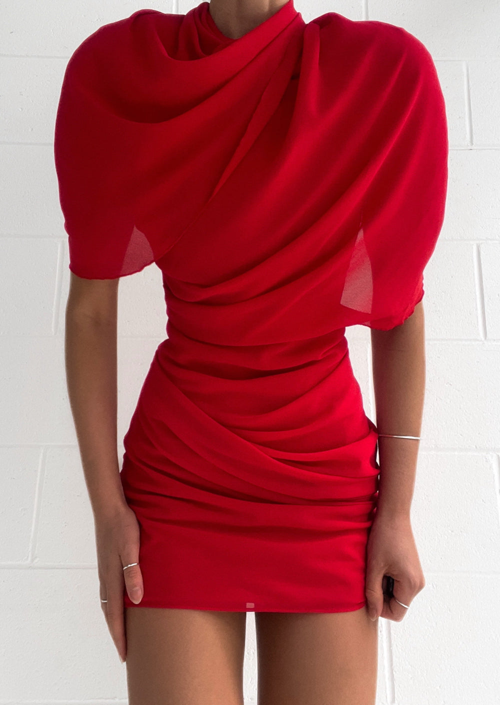 Kiri Asymmetrical Pleated Mini Dress Mssaz Desses