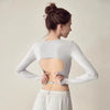 Trendy Knit Backless Hollow Long Sleeve Yoga Sports Top With Pads Mssza