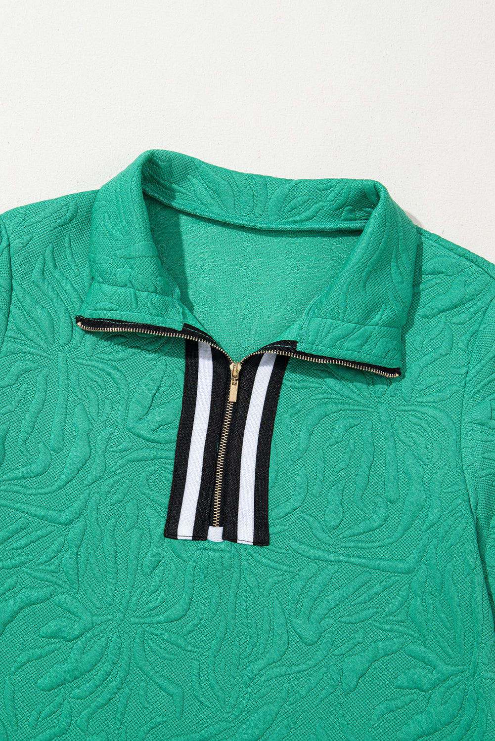 Sea Green Jacquard Textured Quarter Zipper Shift Mini Dress Mssaz Desses