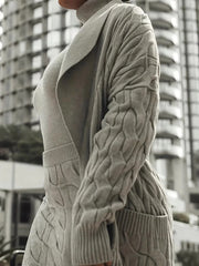 Front Pocketed Cardigan Sleek Sweater With High-Waist Skirt Three-Piece Knit Set Mssza