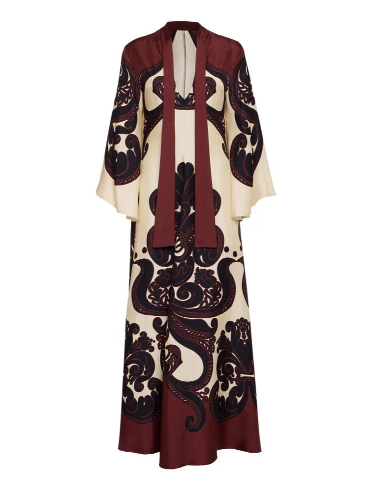 Grenadilla Print Satin Dress Mssaz Desses