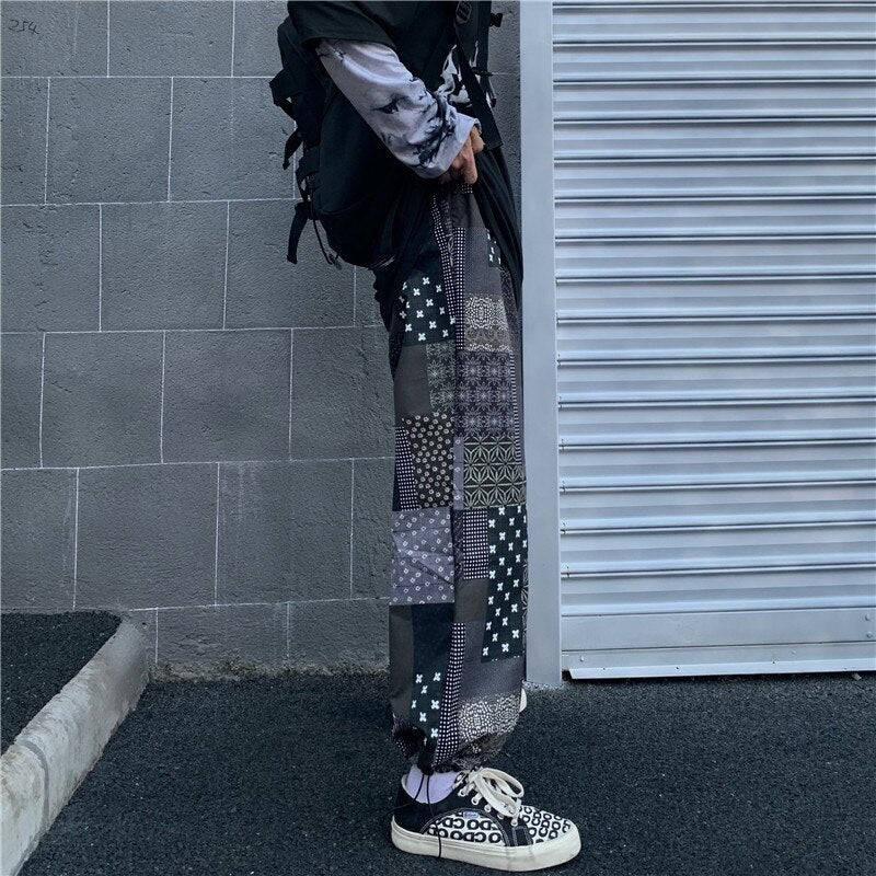 Korean retro stitching loose casual straight-leg pants Mssza