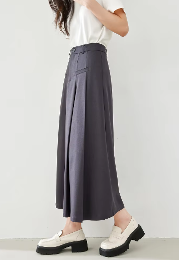 A-Line Casual Pelated Solid Elegant And Vintage Midi Skirts Mssza