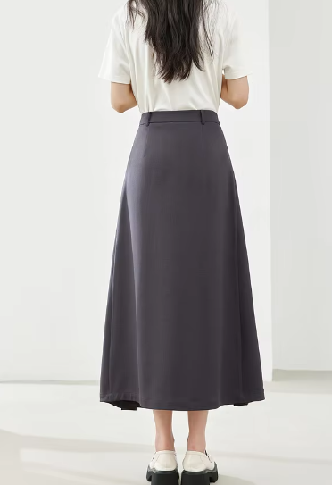 A-Line Casual Pelated Solid Elegant And Vintage Midi Skirts Mssza