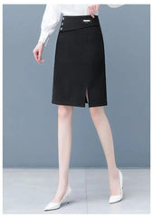 A-Line High Waist Split Button Slim Classic Hip Causal Elegant Mini Skirts Mssza