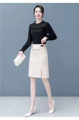 A-Line High Waist Split Button Slim Classic Hip Causal Elegant Mini Skirts Mssza