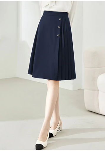 A-Line Pleated Waist Solid Knee Length Elastic Irregular Elegant Mini Skirts Mssza