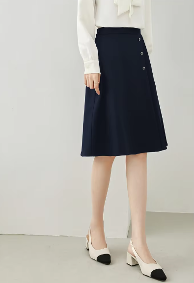 A-Line Pleated Waist Solid Knee Length Elastic Irregular Elegant Mini Skirts Mssza