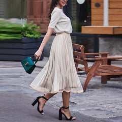 A-line pleated midi bottoms Streetwear splicing skirt Mssza