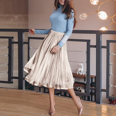 A-line pleated midi bottoms Streetwear splicing skirt Mssza