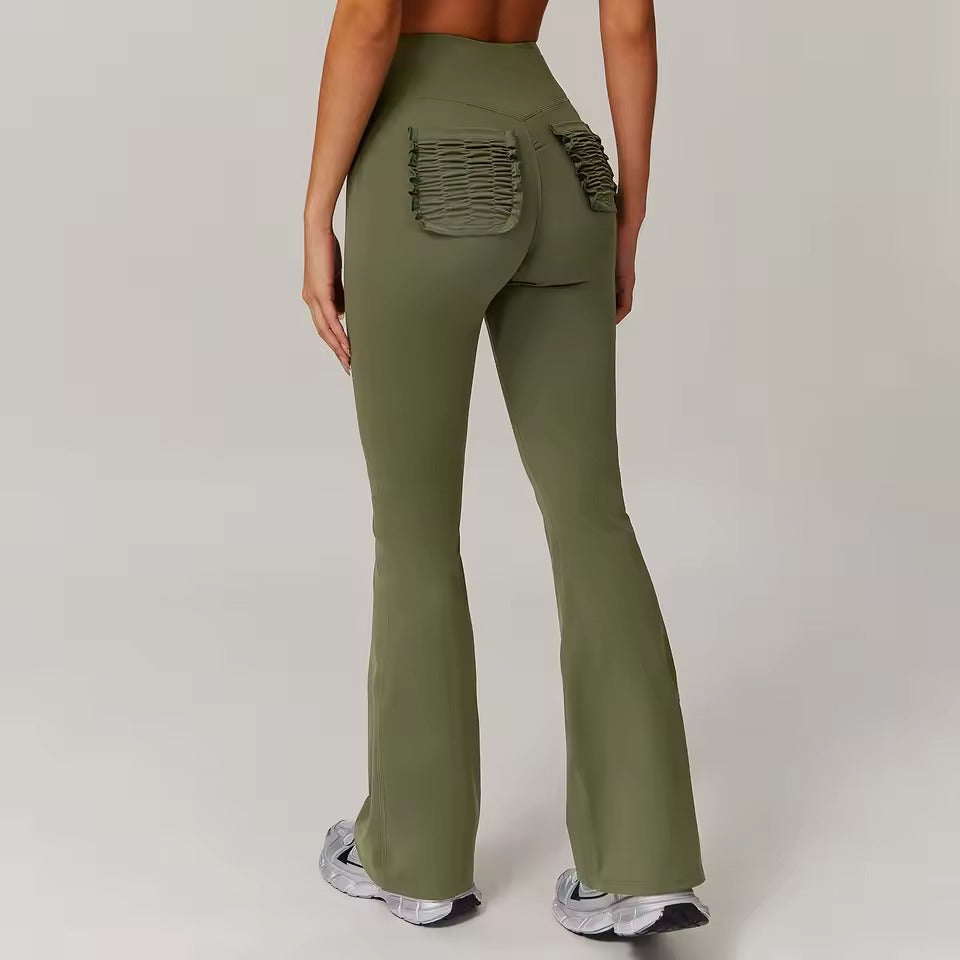 Trendy Bell-bottoms Tights High Waist Wide-leg Flared Pants Mssza