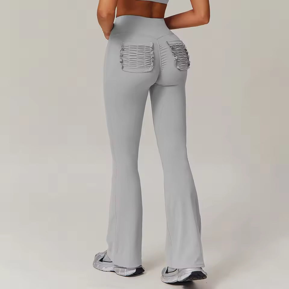 Trendy Bell-bottoms Tights High Waist Wide-leg Flared Pants Mssza