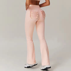 Trendy Bell-bottoms Tights High Waist Wide-leg Flared Pants Mssza