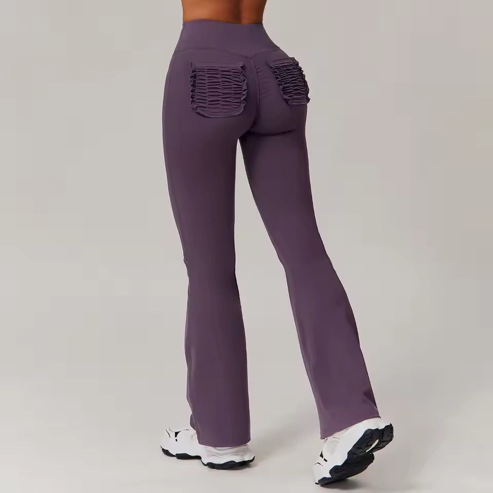 Trendy Bell-bottoms Tights High Waist Wide-leg Flared Pants Mssza