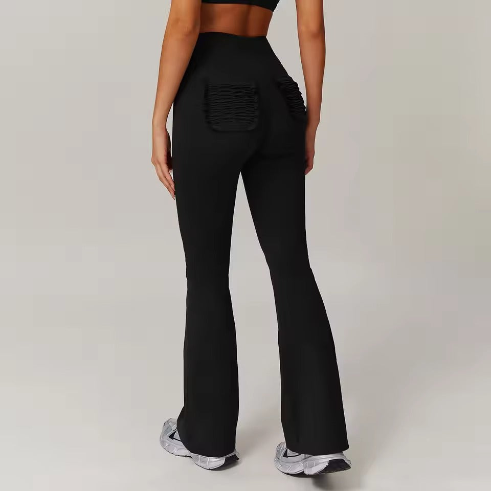 Trendy Bell-bottoms Tights High Waist Wide-leg Flared Pants Mssza