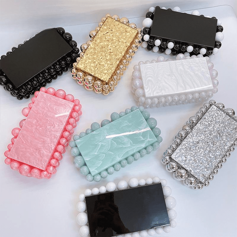 Acrylic Handbag Clutch Purse Luxury For Women Marble Pattern Women'S Party Clutch For Wedding Chain Party Handbag Mssza