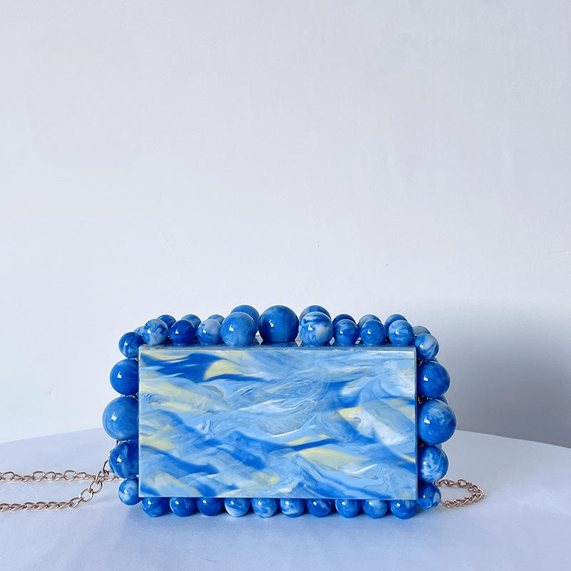 Acrylic Handbag Clutch Purse Luxury For Women Marble Pattern Women'S Party Clutch For Wedding Chain Party Handbag Mssza