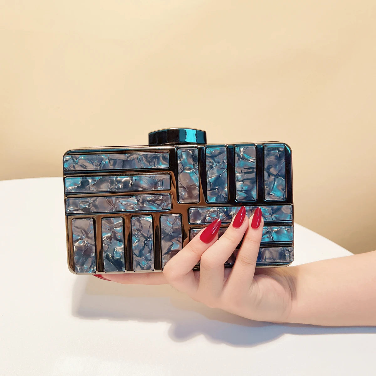 Acrylic Hollow Out Style Evening Sequined Flap Arrival Shoulder Box Holder Handbags Mssza