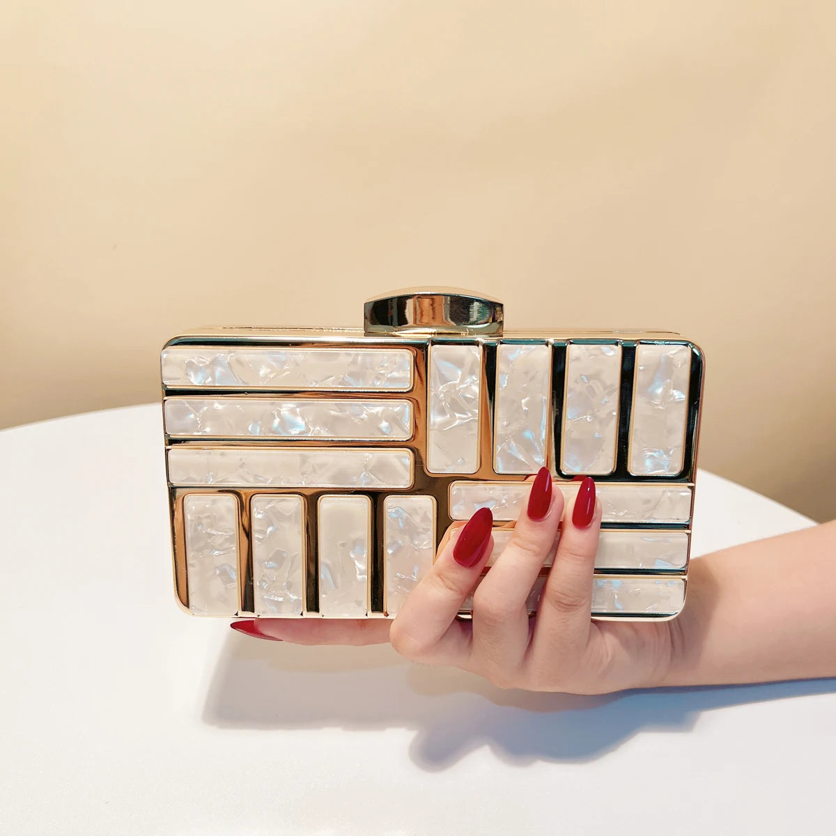 Acrylic Hollow Out Style Evening Sequined Flap Arrival Shoulder Box Holder Handbags Mssza