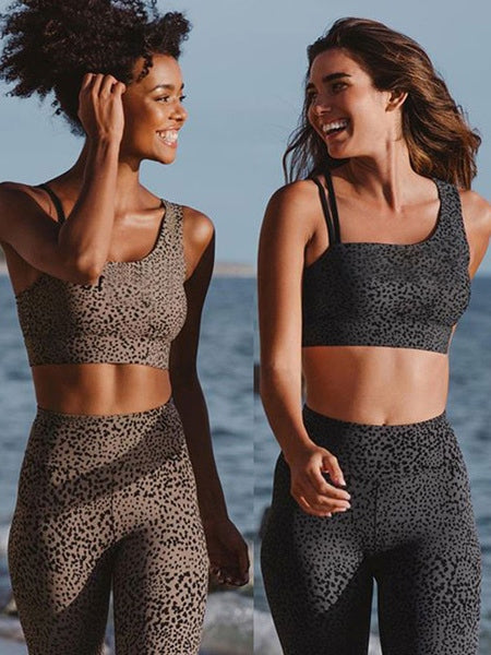 Activewear Clothing Cotton Leopard Yoga 2 Piece Set Mssza