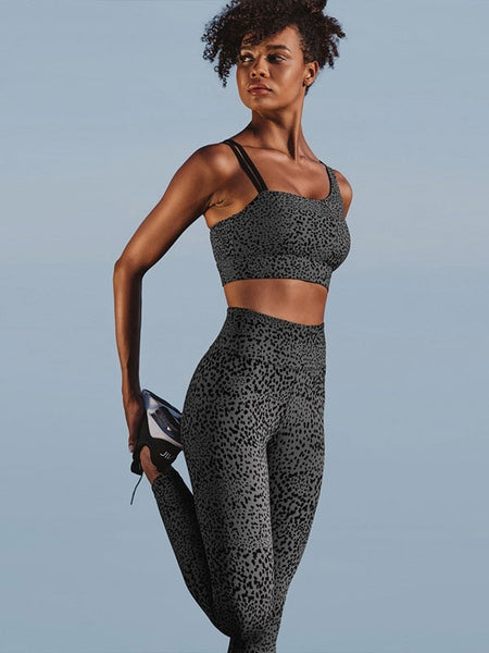 Activewear Clothing Cotton Leopard Yoga 2 Piece Set Mssza