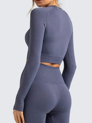 Activewear Yoga Nylon Pants Tops Workout Clothing Long Sleeves Stretchy 2 Piece Set Mssza