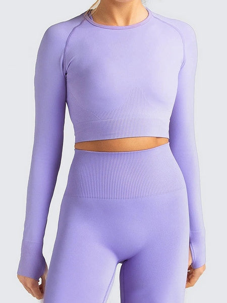 Activewear Yoga Nylon Pants Tops Workout Clothing Long Sleeves Stretchy 2 Piece Set Mssza