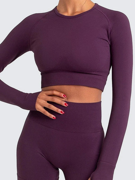 Activewear Yoga Nylon Pants Tops Workout Clothing Long Sleeves Stretchy 2 Piece Set Mssza