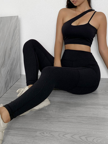 Activewear Yoga Nylon Sleeveless Workout Clothing Stretchy 2 Piece Set Mssza