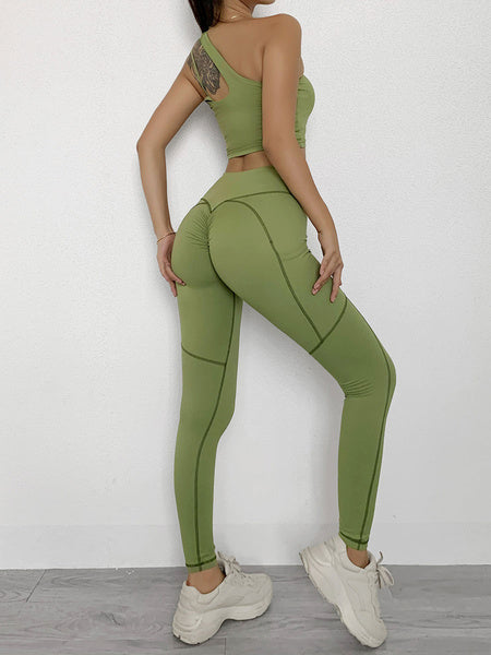 Activewear Yoga Nylon Sleeveless Workout Clothing Stretchy 2 Piece Set Mssza