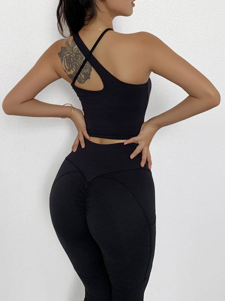 Activewear Yoga Nylon Sleeveless Workout Clothing Stretchy 2 Piece Set Mssza