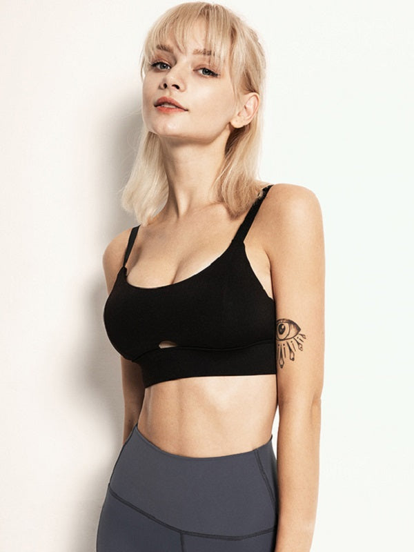 Adjustable Strap U Neck Cropped Yoga Tanks Mssza