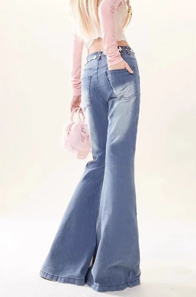 Aesthetic Embroidery Baggy Denim Flare Jeans Streetwear Mssza