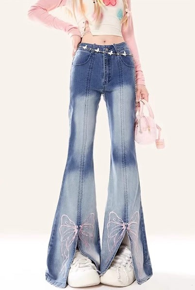Aesthetic Embroidery Baggy Denim Flare Jeans Streetwear Mssza