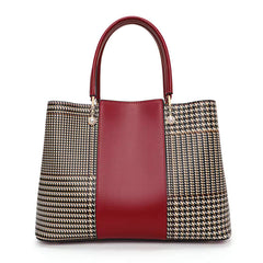 High-Capacity Cowhide Fashionable Contrasting Color Handbag Mssza
