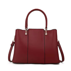 High-Capacity Cowhide Fashionable Contrasting Color Handbag Mssza