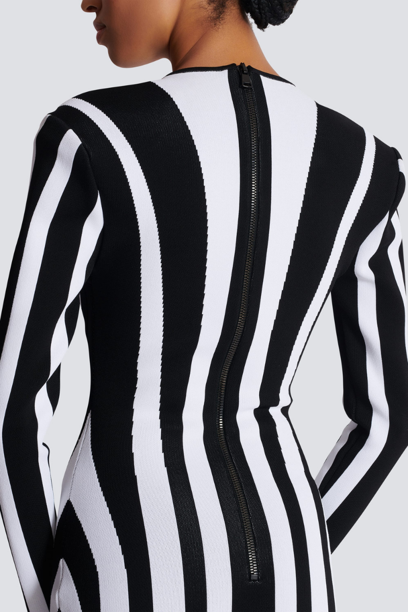 Allison Long Sleeve Striped Knit Mini Dress Mssaz Desses