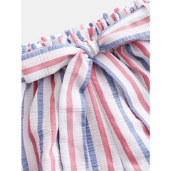 American Flag Stripes Off Shoulder Two Pieces Set Mssza